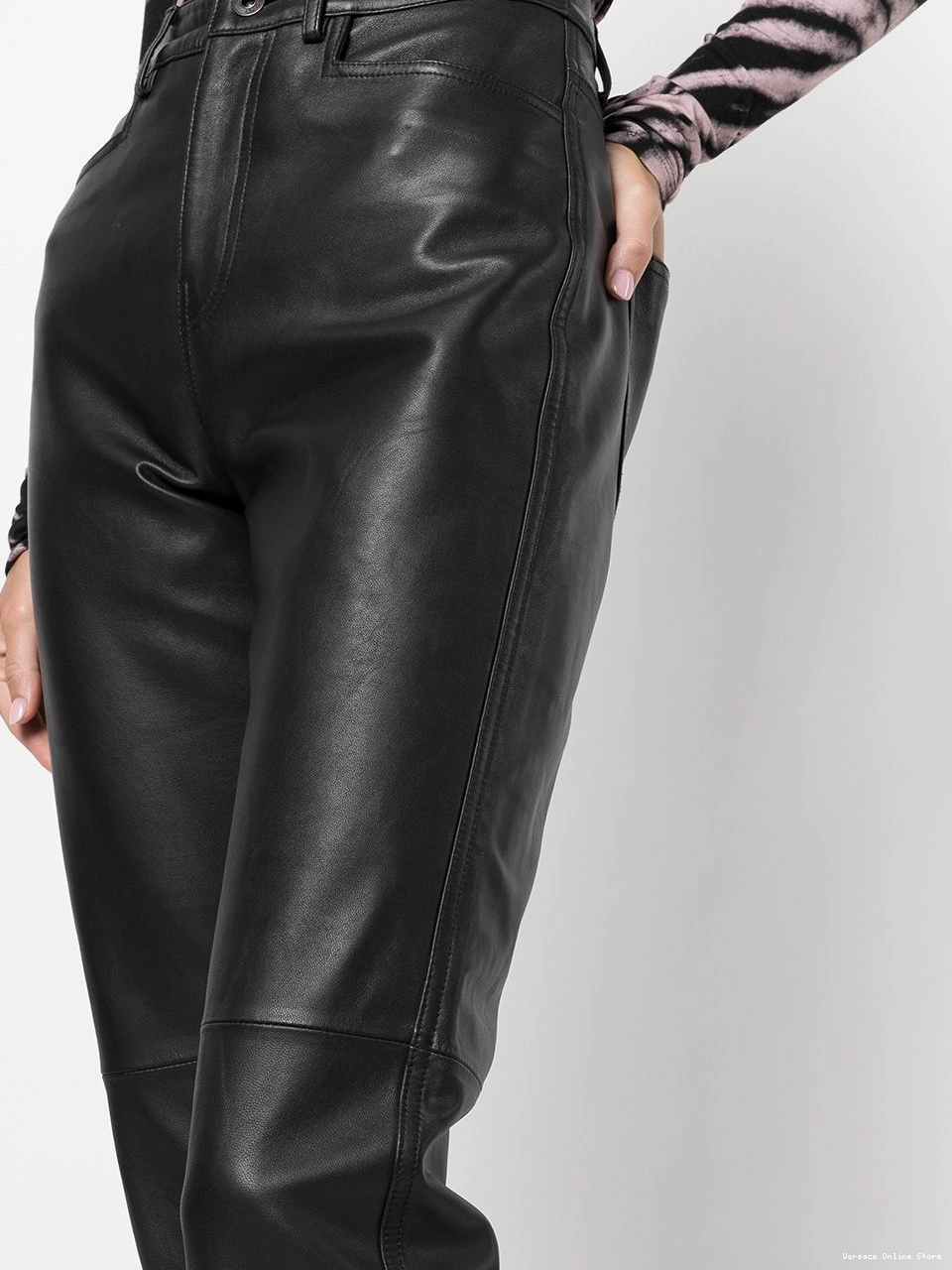 Affordable straight-leg Women Versace trousers leather 0812